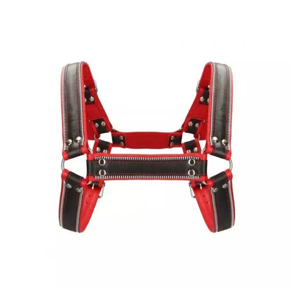🦋B2G1🦋SHOTS-UOMO Genuine Leather Z Series D-Ring Bulldog Chest Harness Fetish